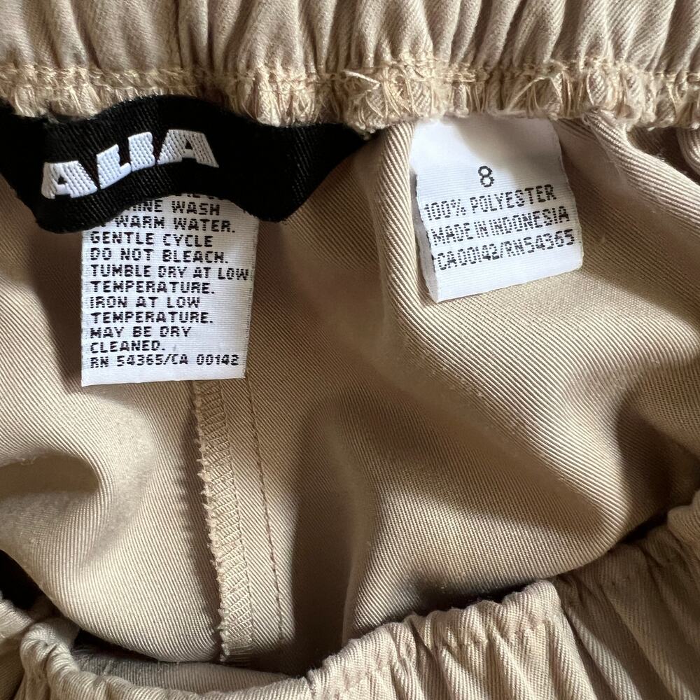 ALA Beige Elastic Waist Straight Leg Pants womens Size 8 - Picture 5 of 9